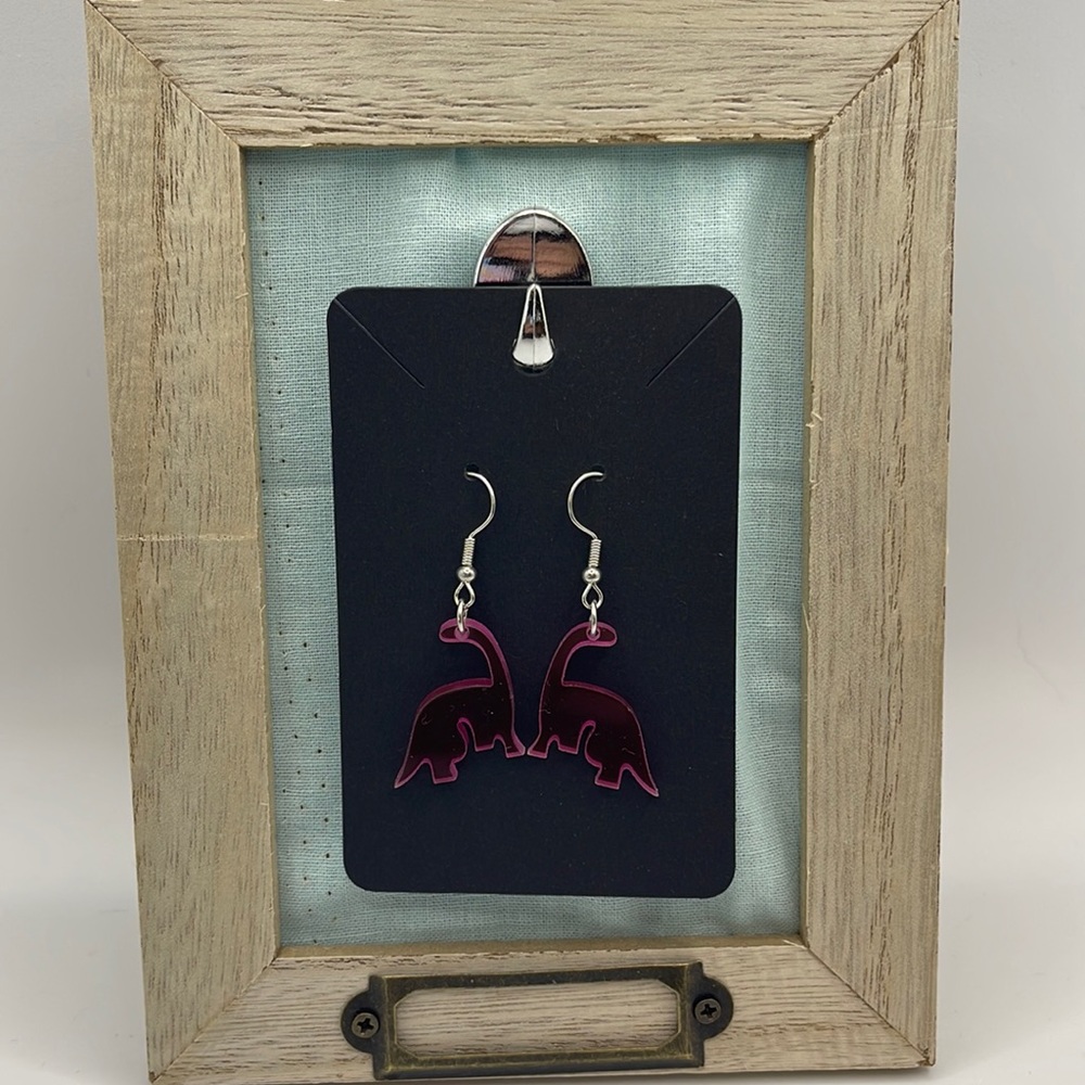 Super cute pink dinosaur fashion earrings NEW - Picture 2 of 8
